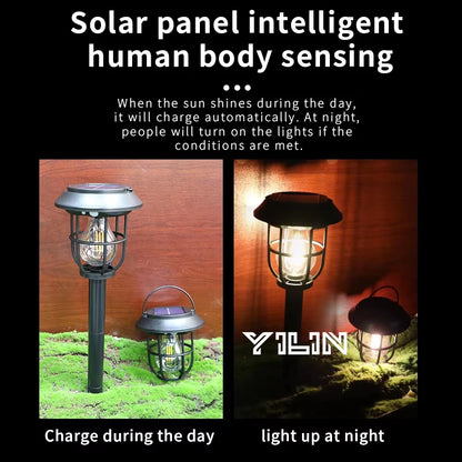 Multifunction Solar Camping Lamp Portable Lantern 3 Modes Garden Lawn Lights Waterproof Outdoor Floor Lamps Courtyard Wall Lamp