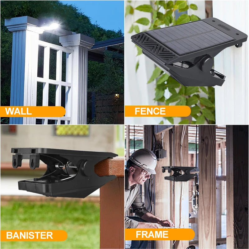 LED Solar Clip Light Com Sensor De Movimento Lmpermeável Luzes Do Jardim Ao Ar Livre Camping Lamp  Street Landscape Wall Decorat