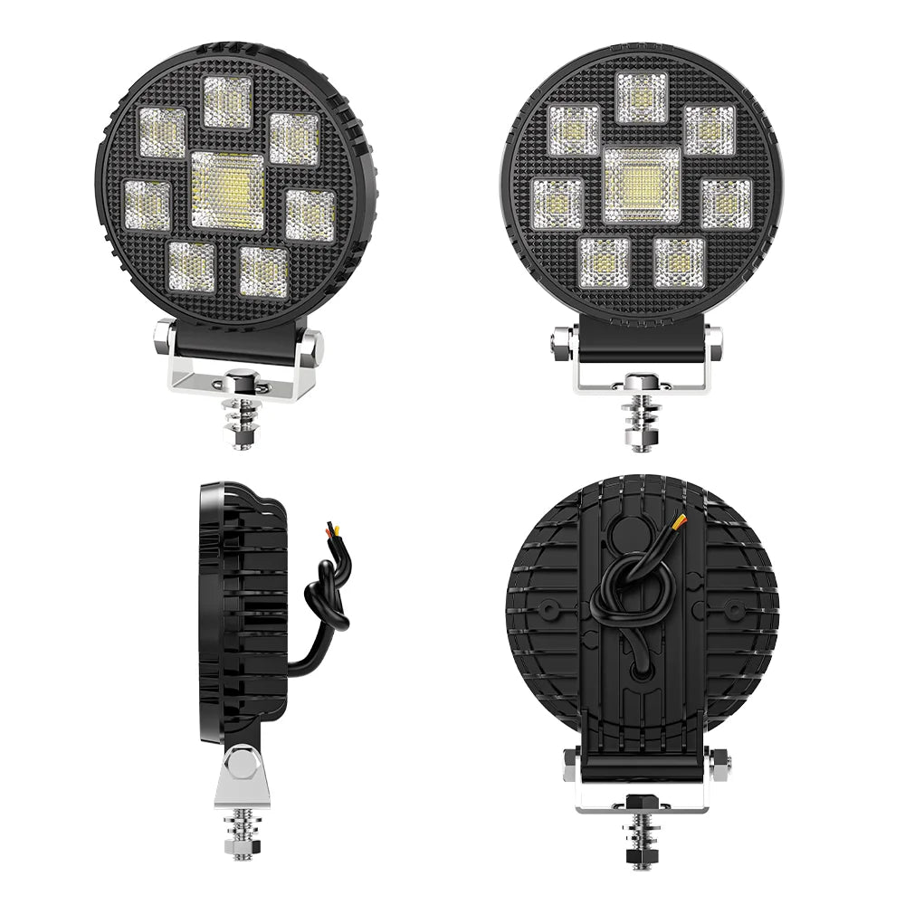 4 Inch Black Knight Round Floodlight 44 LED 9-32V Car Work Light For Jeep Truck Boat Tractor ATV Offroad 4X4 Barra LED Headlight