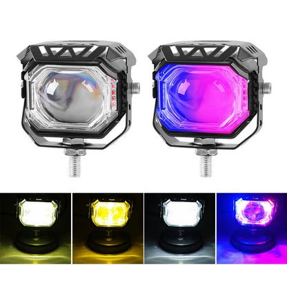 Motorcycle LED Driving Fog Lights 9V-60V 4 Lighting Modes LED Auxiliary Lights IP67 Waterproof for Tractor Truck ATV UTV