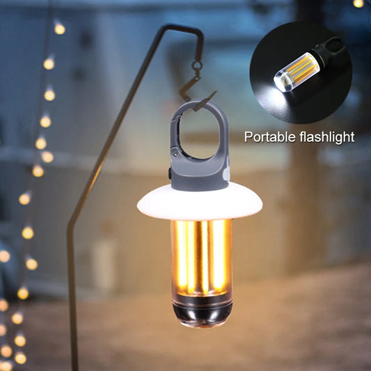 Three Light Sources with Built-in Battery Outdoor Camping Light Type-c Charging Magnet Retro Camping Light H1