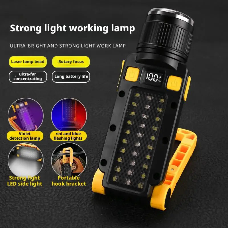 Multi-Purpose Outdoor Flashlight with Magnetic Emergency Lighting Purple Light Detection Work Light for Maintenance