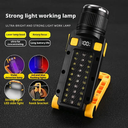 Multi-Purpose Outdoor Flashlight with Magnetic Emergency Lighting Purple Light Detection Work Light for Maintenance