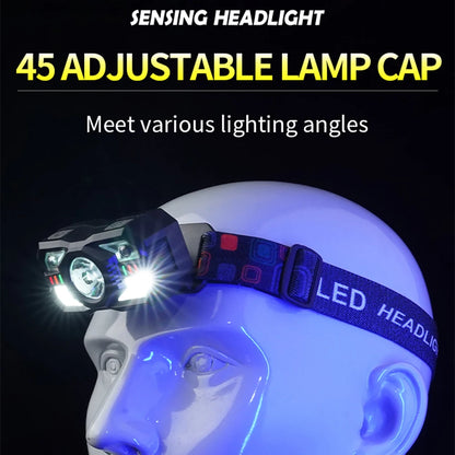 LED Induction Headlamp USB Charging Super Bright Headlight Motion Sensor Headlight Torch for Outdoor Camping Running