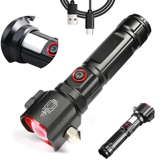 Powerful LED Flashlight Waterproof Torch Zoomable Flashlight Camping Flashlight USB Rechargeable Flashlights