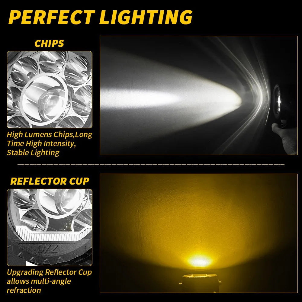 4-inch Car LED Work Light Round White and Yellow Two-color Laser Gun 4X4 off-road Vehicle Spotlights Driving Lights