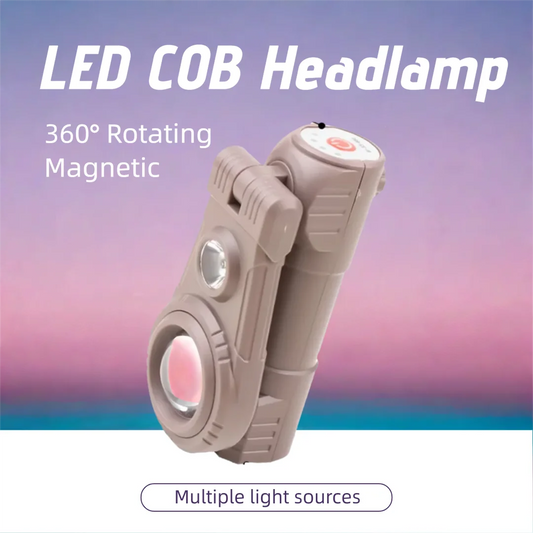 360° Rotating Magnetic LED COB Headlamp, Adjustable Multi-Light Waterproof Work Light, USB Type-C Rechargeable, Outdoor Camping