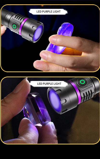 365nm Flashlight Black Mirror 2-Mode Purple Light Ultra Viole Torch Pet Urine Stains bed bug Scorpions Detector