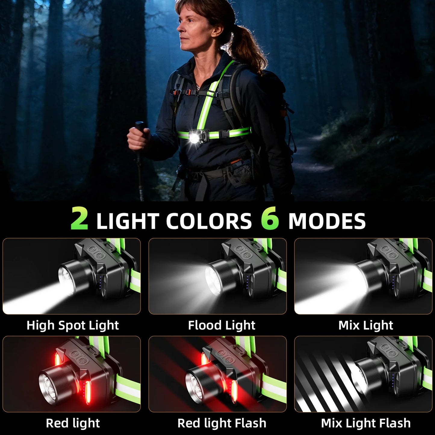 LED Night Running Light With 6 Lighting Modes Reflective Safety Vest 500m High Visibility For Cycling Jogging Work Adults Kids PB-25