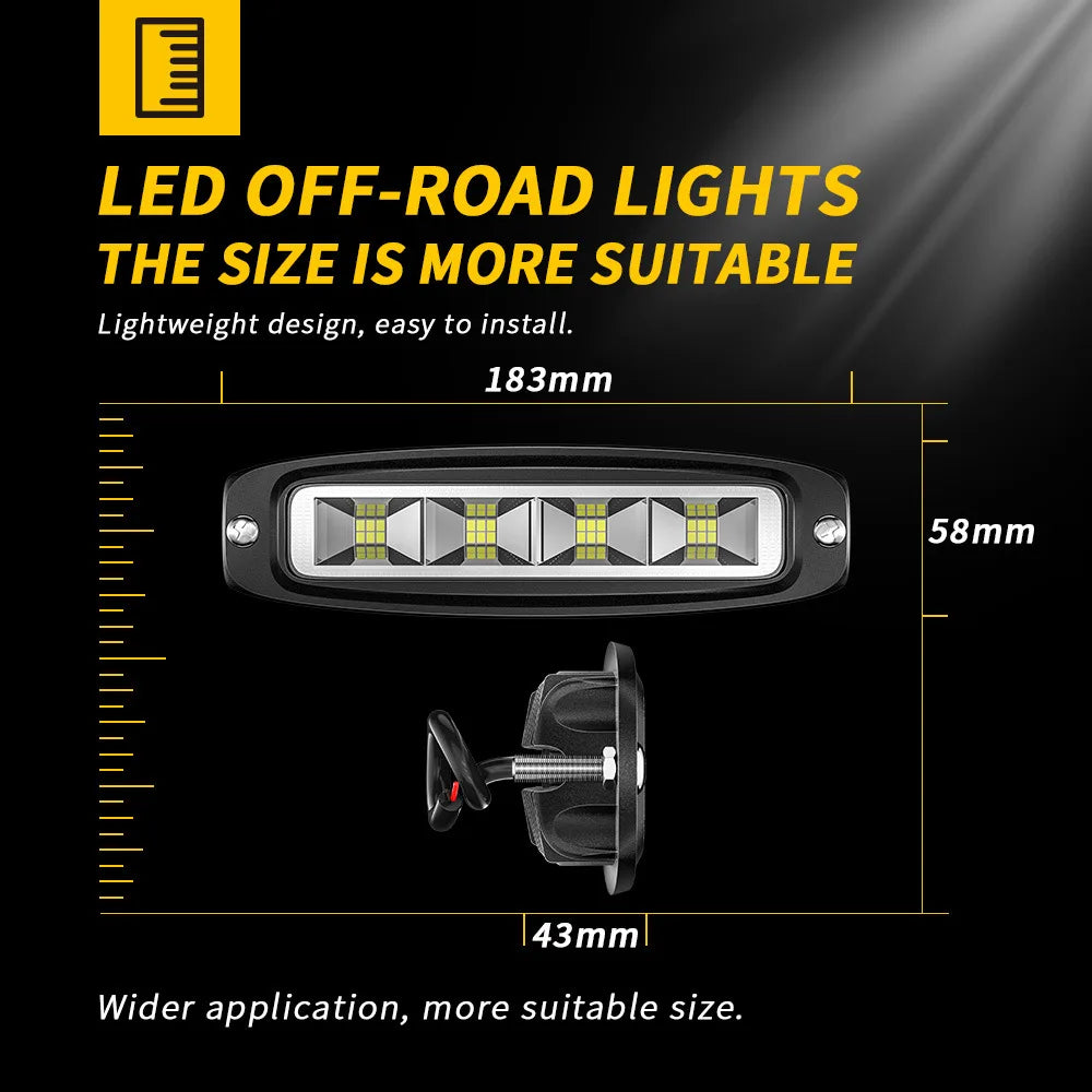 Automobile LED work light Embedded one-shaped work light 4-hole led off-road vehicle spotlight auxiliary light maintenance light