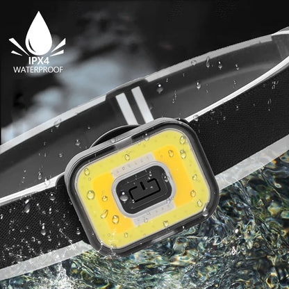 Super Bright COB LED Headlamp USB Rechargeable Headlight Built-in Lithium Battery Waterproof Portable Head Light Lamp
