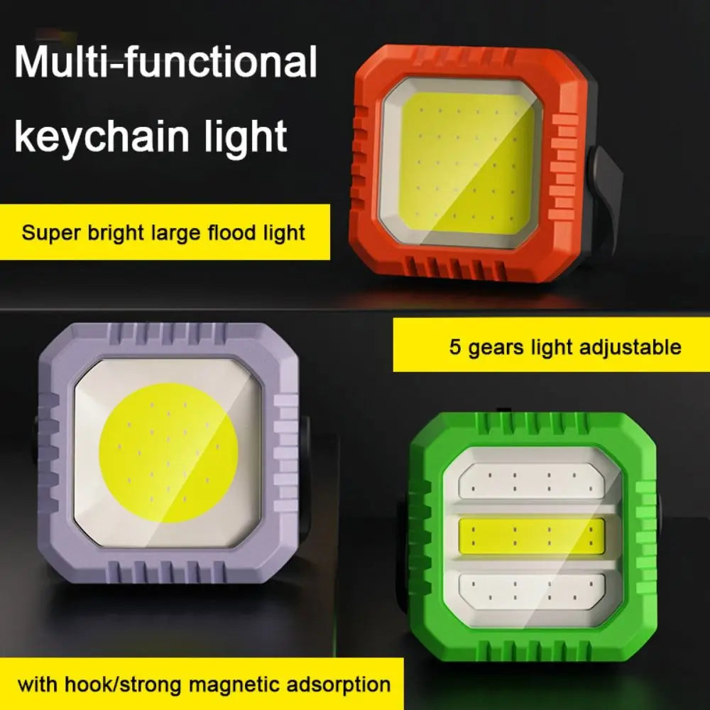 With Hook Mini Keychain Flashlight Strong Magnetic Adsorption Battery Level Display Floodlight Adjustable Bracket Waterproof