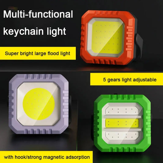 With Hook Mini Keychain Flashlight Strong Magnetic Adsorption Battery Level Display Floodlight Adjustable Bracket Waterproof