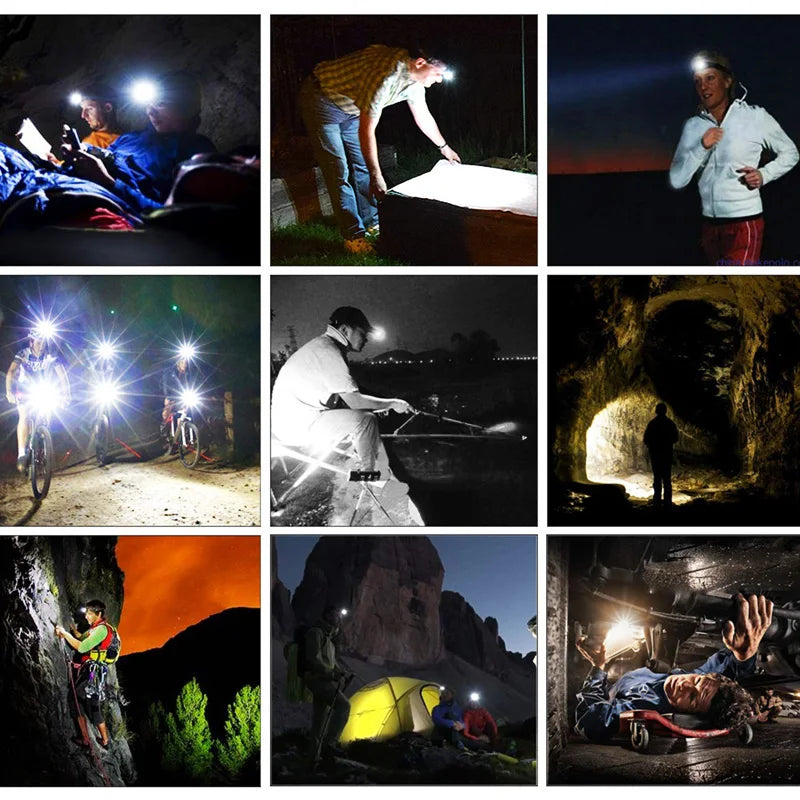 2*led+4*XPE+2*COB Headlamp 8 Lighting Modes Headlight by 18650 Battery LED Flashlight Hunting USB Rechargeable