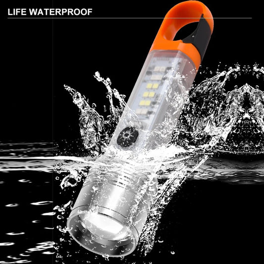 Outdoor Adventure Emergency Fishing Flashlight Long White Flashlight Work Lamp Waterproof Lantern Camping Torch With Magnetic