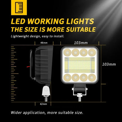 Car LED Spotlight 4 Inch Square Work Headlight Off-road Vehicle Ceiling Lamp Auxiliary Lamp for Engineering Vehicle