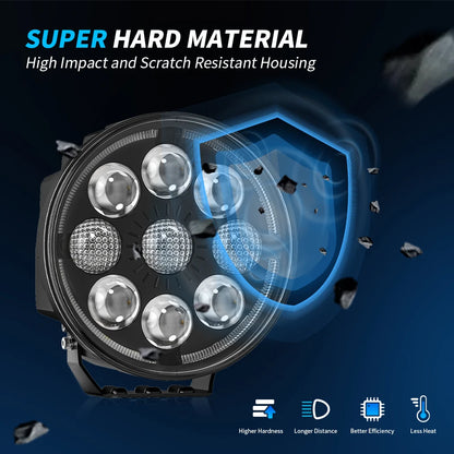 7" Round Car Working Light Truck Off-Road Driving Light Retrofitted Front Headlight Auxiliary Car Light Day Running Light 7R03