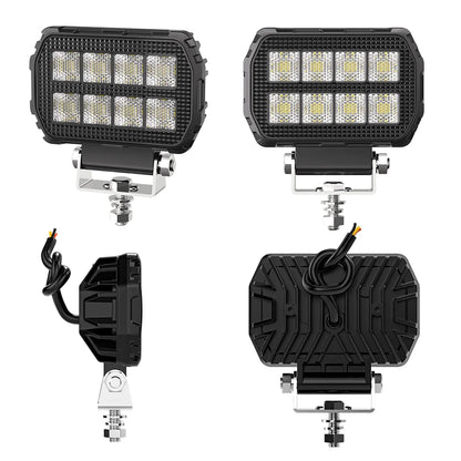 4.5 Inch Black Knight Rectangle Floodlight 9-32V Car Work Light For Jeep Truck Boat Tractor ATV Offroad 4X4 Barra LED Headlight