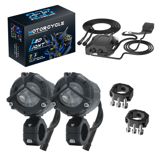 New Motorcycle LED Headlight Auxiliary Fog Driving Light Dual Projector Lens LED Work Light Truck SUV 4WD 4x4 Boat ATV Tractor