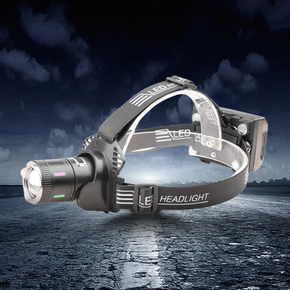30W LED Camping Search Light Angle Adjustable Super Bright Headlight Power Display Outdoor Portable Headlamp for Power Outages