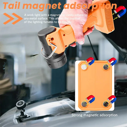 9LED work light 4000mAh Type-C USB charging with hook can be rotated 90° car repair emergency light handheld flashlig