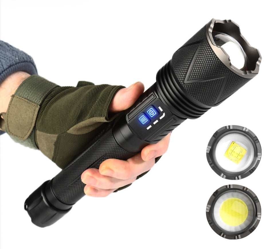 Long Led Flashlight Strong Light Long Range LED Flashlight USB Rechargeable 26650 5000mah ...